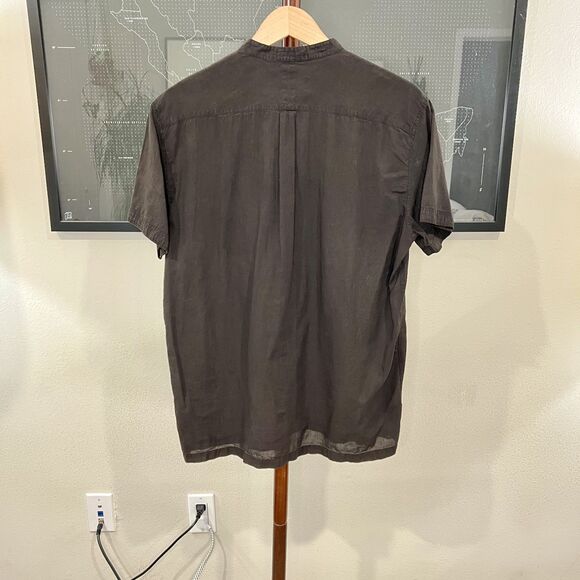 Industry of All Nations - Band Collar Madras Shirt SS Lightweight - Black - Picture 2 of 6